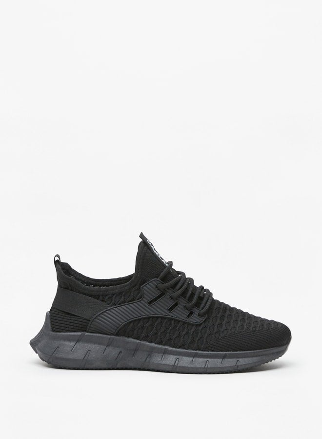 Men's Textured Sports Shoes with Lace Detail