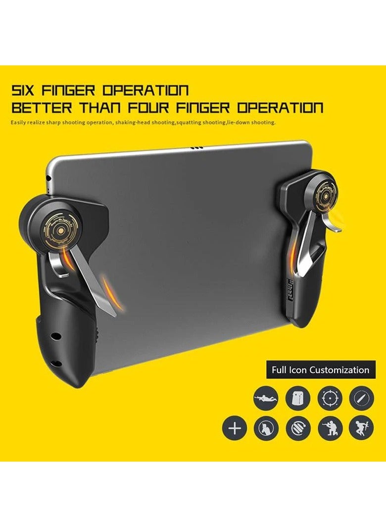 Joystick PUBG Controller for Tablet 4 Triggers 6 Finger Operation Sensitive Shoot Aim Trigger Gamepad Grip For iPad Tablets