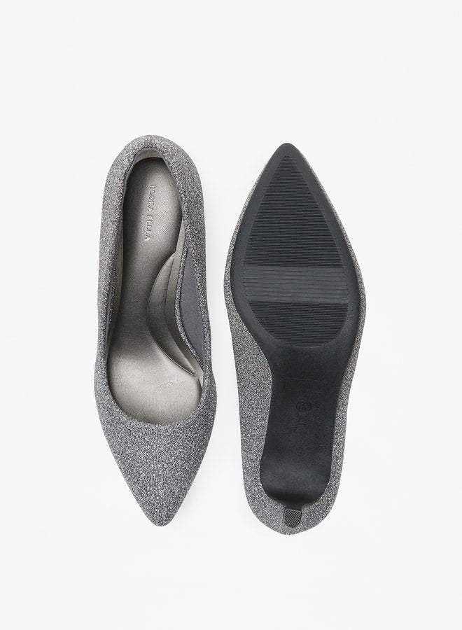 Women's Textured Slip-On Pumps with Cone Heels