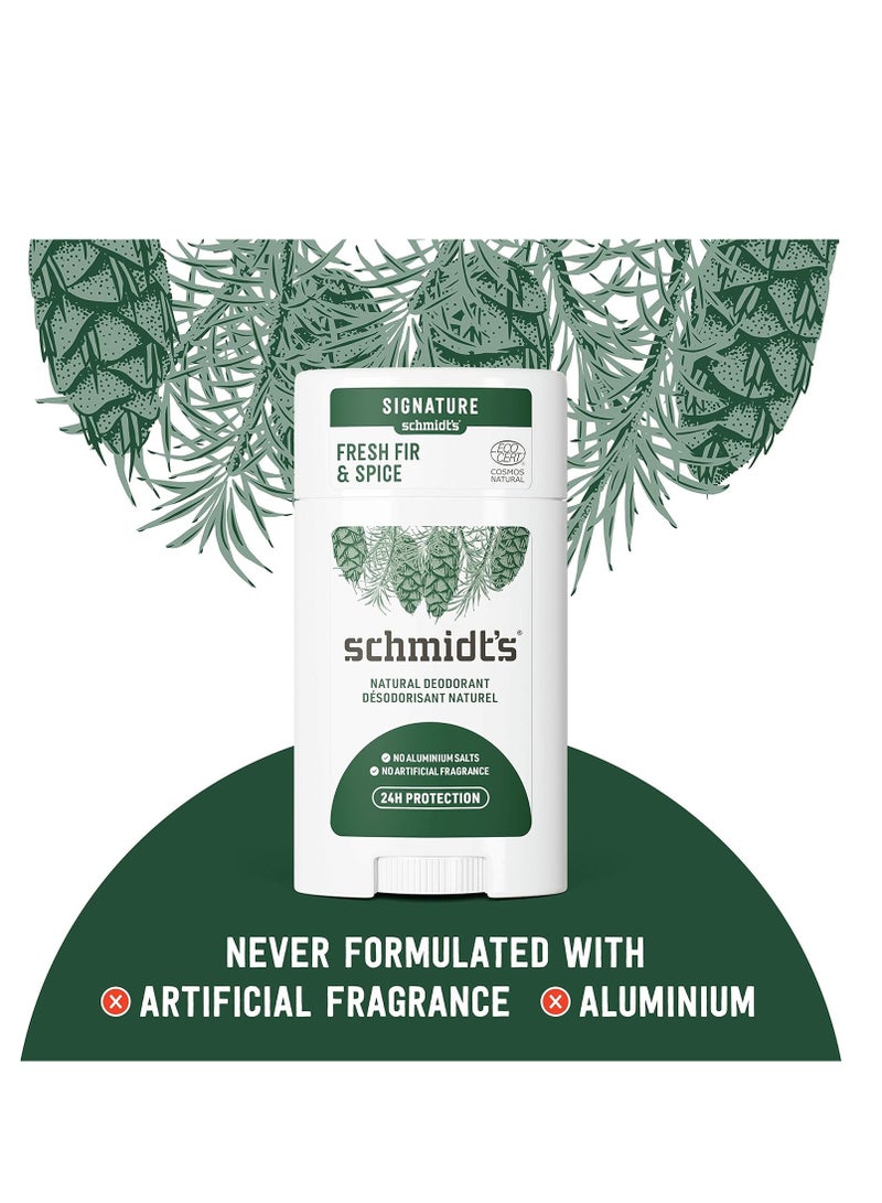 Schmidt's Aluminum Free Natural Deodorant Fresh Fir & Spice 2-pk for Women and Men, with 24 Hour Odor Protection, Certified Natural, Cruelty Free, Vegan Deodorant 2.65oz