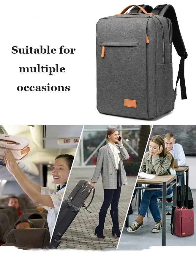 Functional Backpack Large Capacity Short Distance Travel Solid Color Design Light Business Style Student Backpack Computer Bag