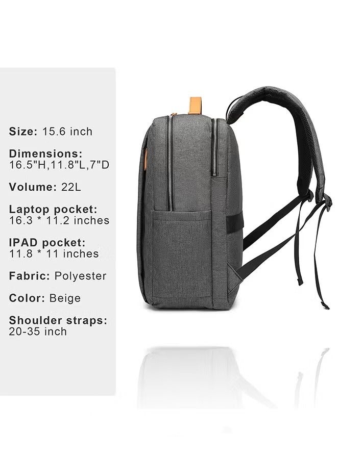 Functional Backpack Large Capacity Short Distance Travel Solid Color Design Light Business Style Student Backpack Computer Bag