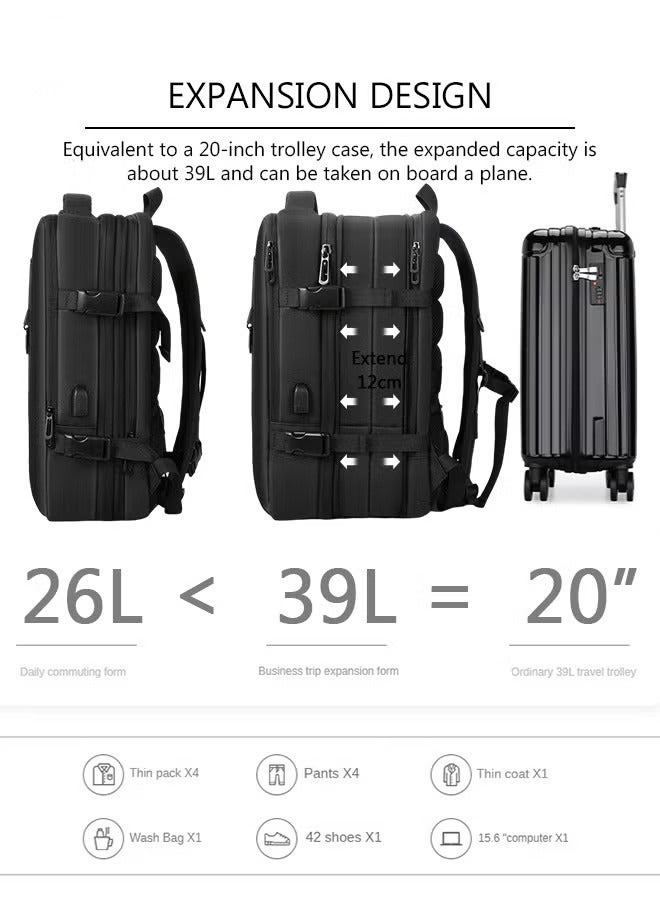 Carry-On Luggage Backpack Unisex Backpack with External Charging Interface, Wet and Dry Separation, Large Capacity Scientific Compartmentalized Backpack, Travel Backpack, Short-Distance Luggage Bag