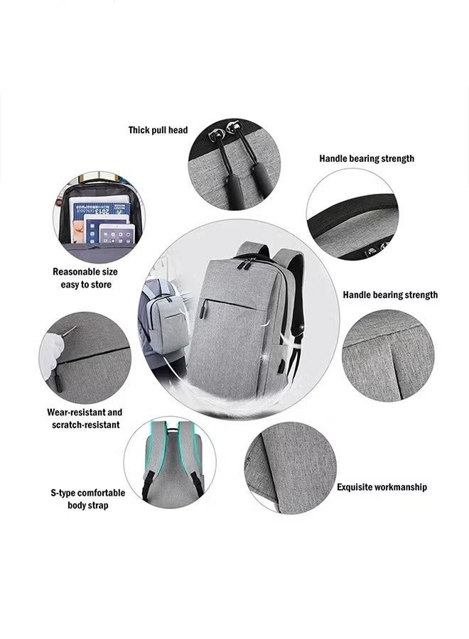 Waterproof Oxford Cloth Computer Backpack Usb Charging Port Large Capacity Multi Pocket Backpack Lightweight Travel Computer Bag