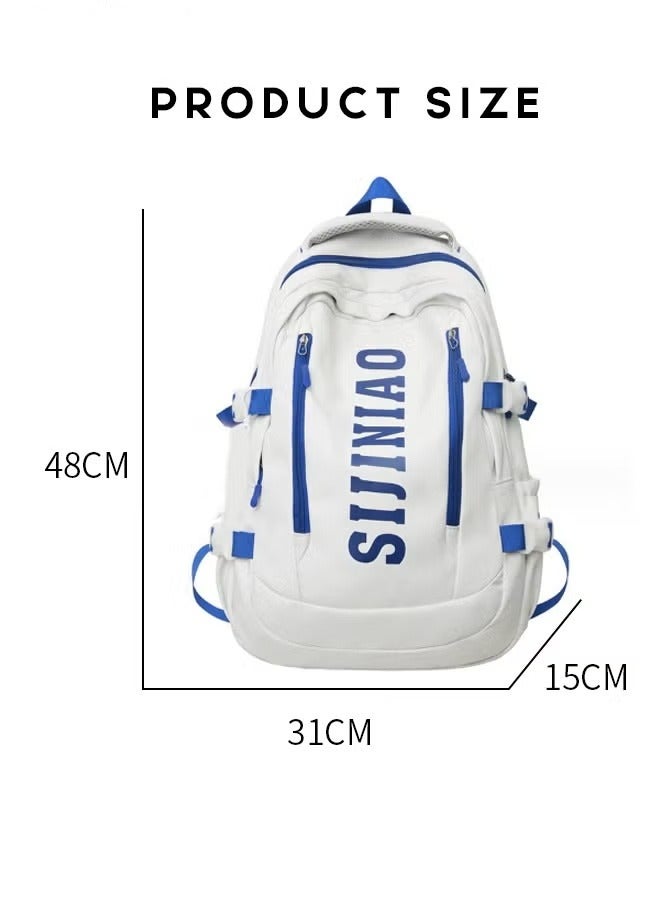 Large Capacity Fashion Contrast Backpack Campus Travel Multi Pocket Adjustable Shoulder Strap Backpack Fashion And Durable Student Computer Backpack