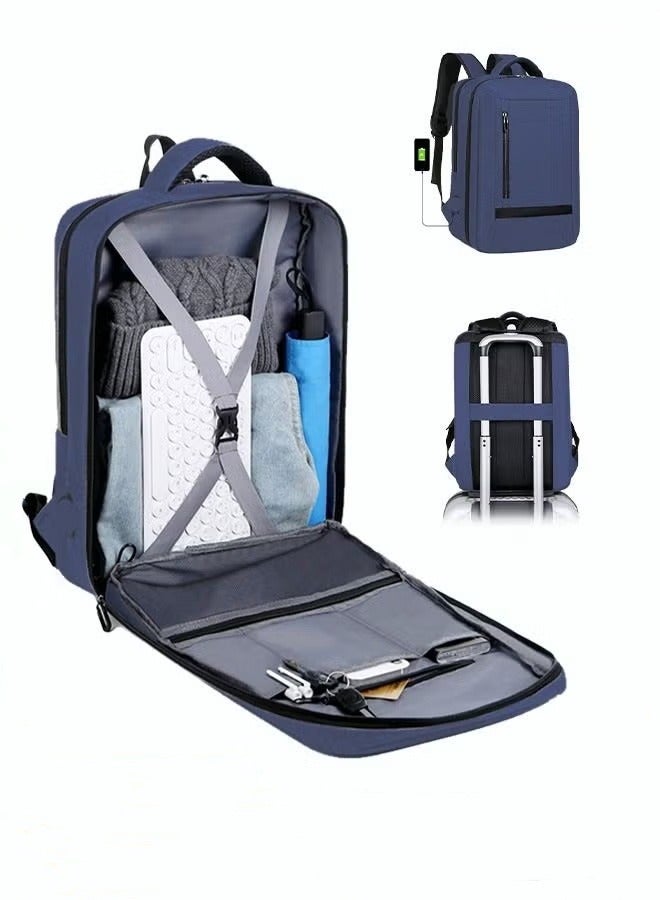 Multifunction Breathable Backpack with USB Port Casual Minimalist Waterproof Nylon Light School Bag for Men 15.6