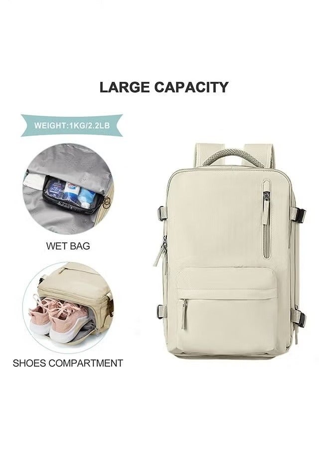 Travel Backpack for Men Women Carry On Backpack with USB Charging Port Shoe Compartment 15.6 Inch Laptop Backpack Flight Approved College School Bag Casual Daypack for Weekender Business Hiking