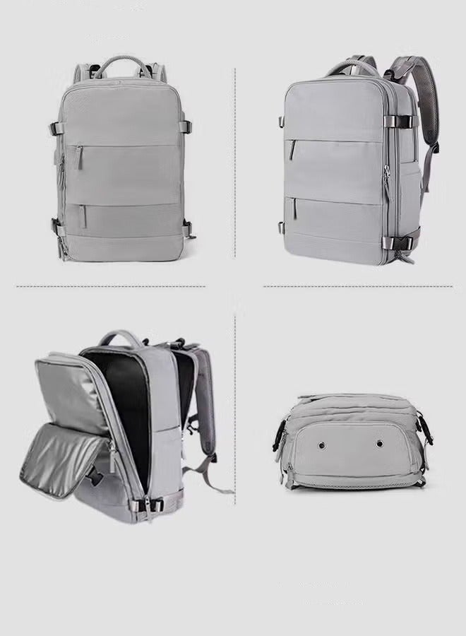 Travel Backpack for Men Women Carry On Backpack with USB Charging Port Shoe Compartment 15.6 Inch Laptop Backpack Flight Approved College School Bag Casual Daypack for Weekender Business Hiking