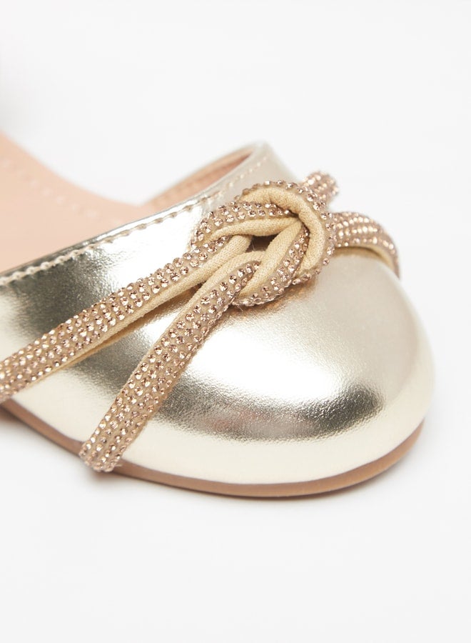Girls Embellished Flat Sandals with Hook and Loop Closure