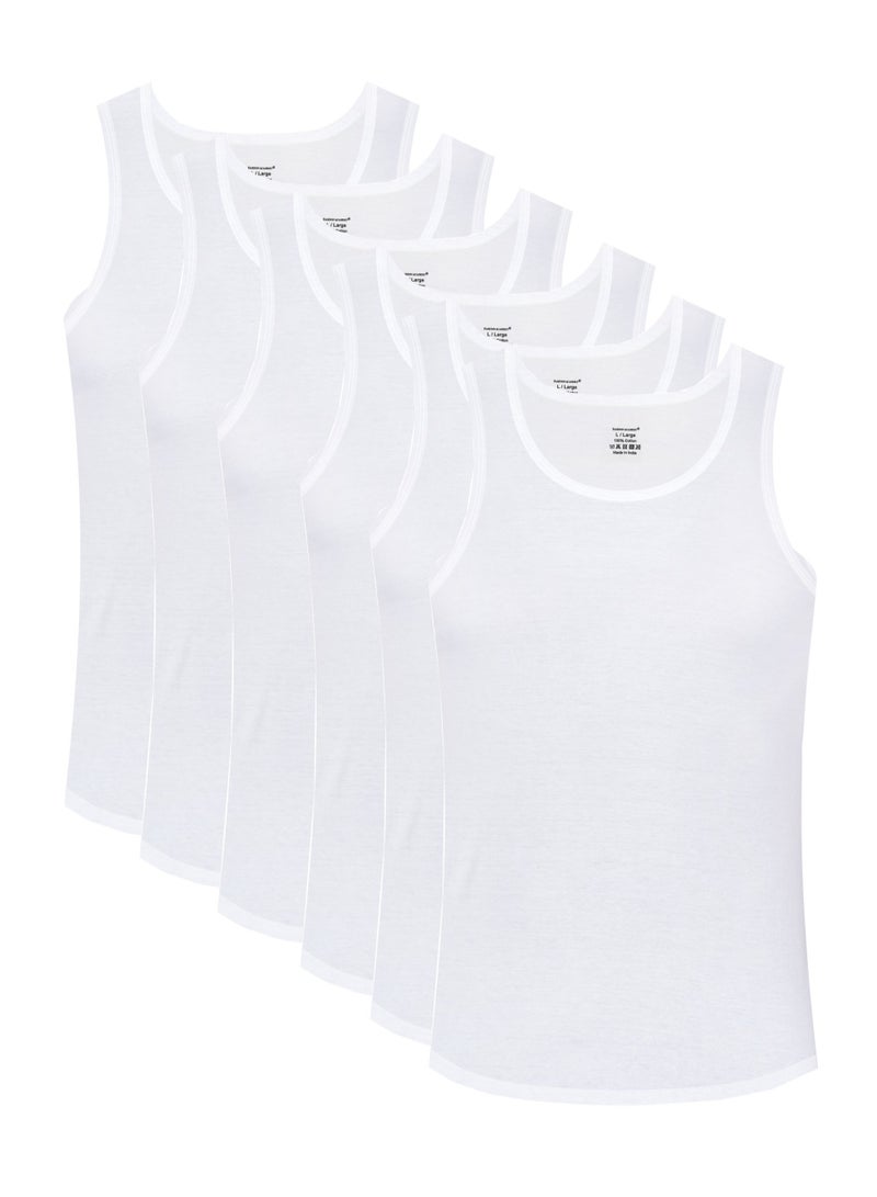 Fashion Academy Mens Inner Vest White pack of 6