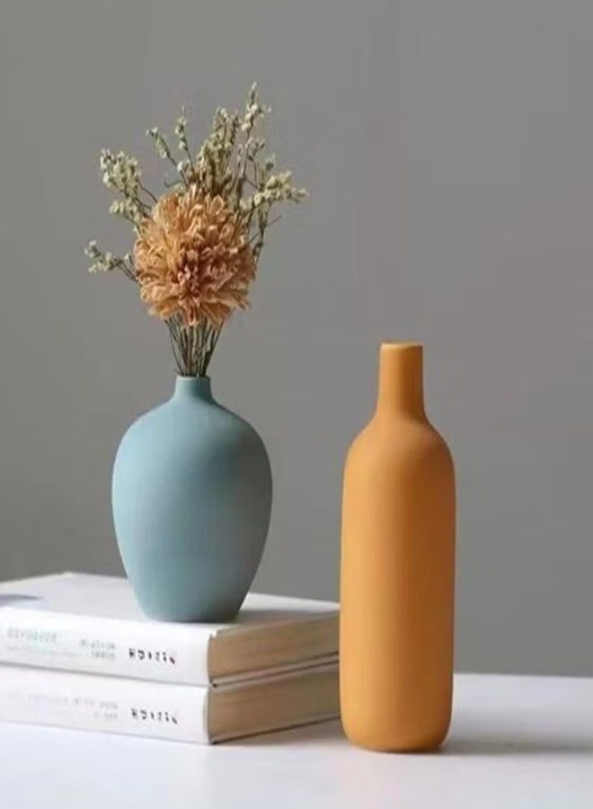 Four Sets Of Ceramic Vases In Multicolor