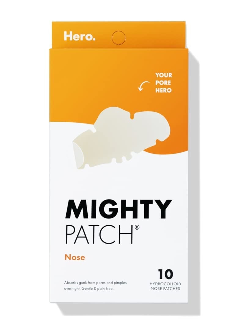 Mighty Patch™ Nose Patch from Hero Cosmetics - XL Hydrocolloid Pimples, Zits and Oil - Dermatologist-Approved Overnight Pore Strips to Absorb Acne Nose Gunk (10 Count)