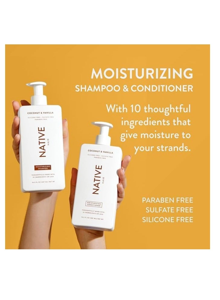 Native Shampoo and Conditioner Set | Sulfate Free, Paraben Free, Dye Free, with Naturally Derived Clean Ingredients| 16.5 oz (Coconut & Vanilla, Moisturizing), 2, 1.3 ounces