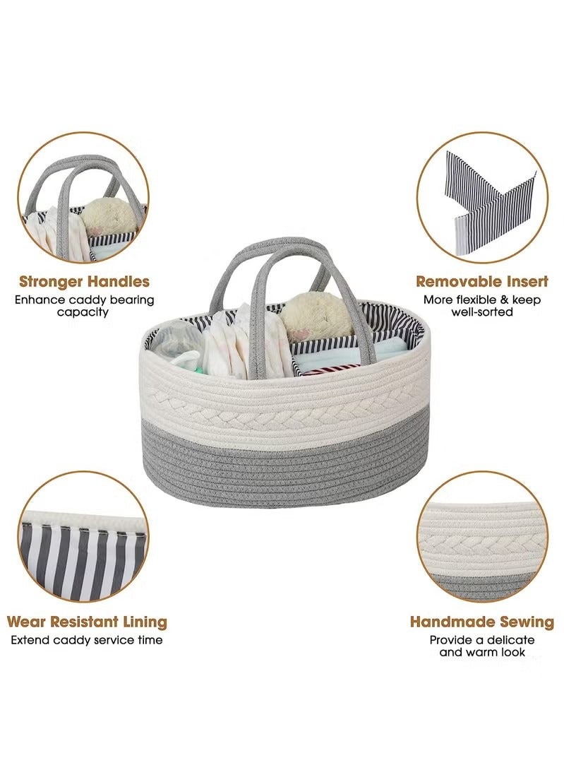 Baby cotton cord diaper organizer, XL diaper basket, perfect for people changing tables and cars, newborn gift basket