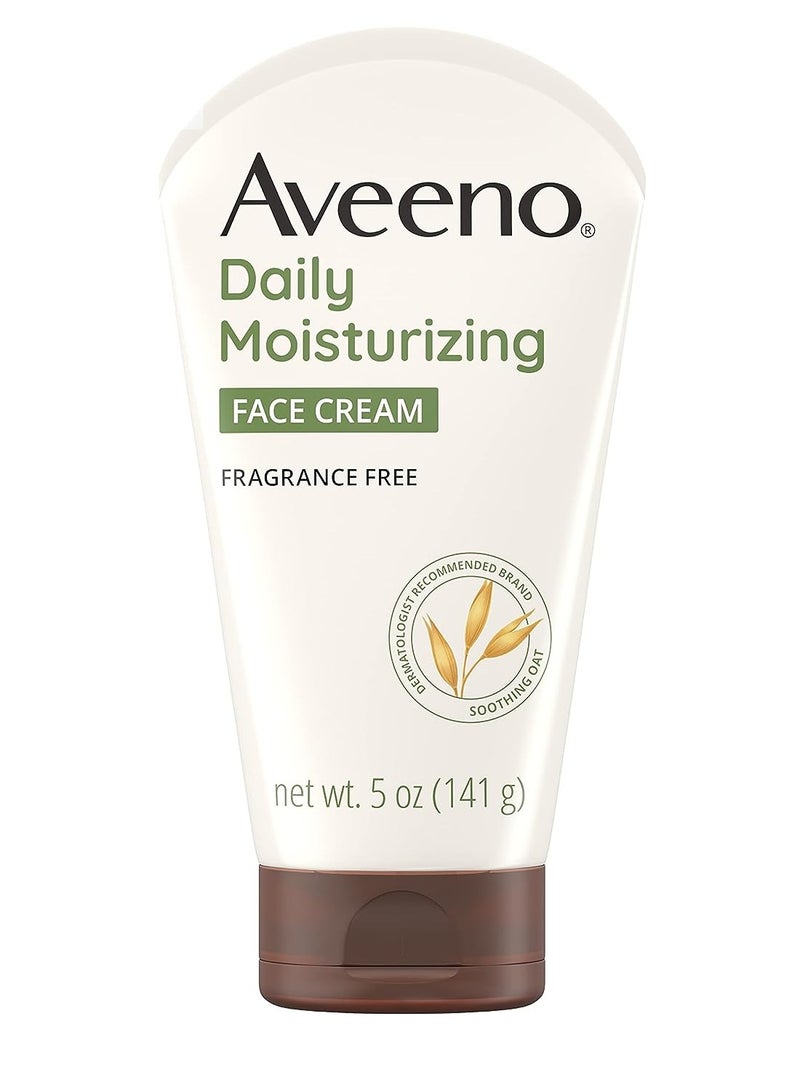 Aveeno Daily Moisturizing Fragrance-Free Prebiotic Oat Face/Facial Cream Clinically Proven to Moisturize Dry Skin for 24 Hours, Paraben-, Fragrance- & Dye-Free, 5 oz