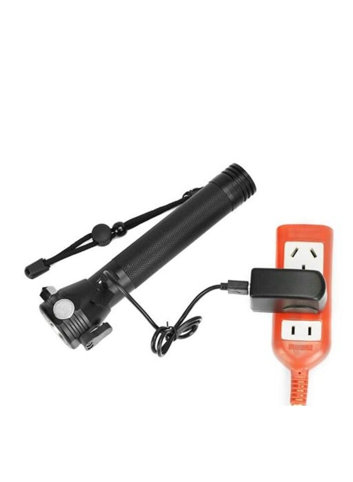 PROMASS Solar Powered Tactical Flashlight Multi Function Outdoor Car Led Flashlight Ultra Bright Torch Light, With Safety Hammer And Compass