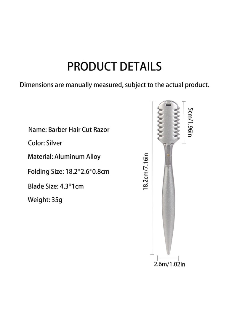 Double-Edge Hair Razor Comb, Professional Hair Styling Thinning Razor Hair Texturizing Cutting Razor Comb, Split Ends Hair Trimmer Styler, for Thin and Thick Hair Trimming and Styling (Silver)