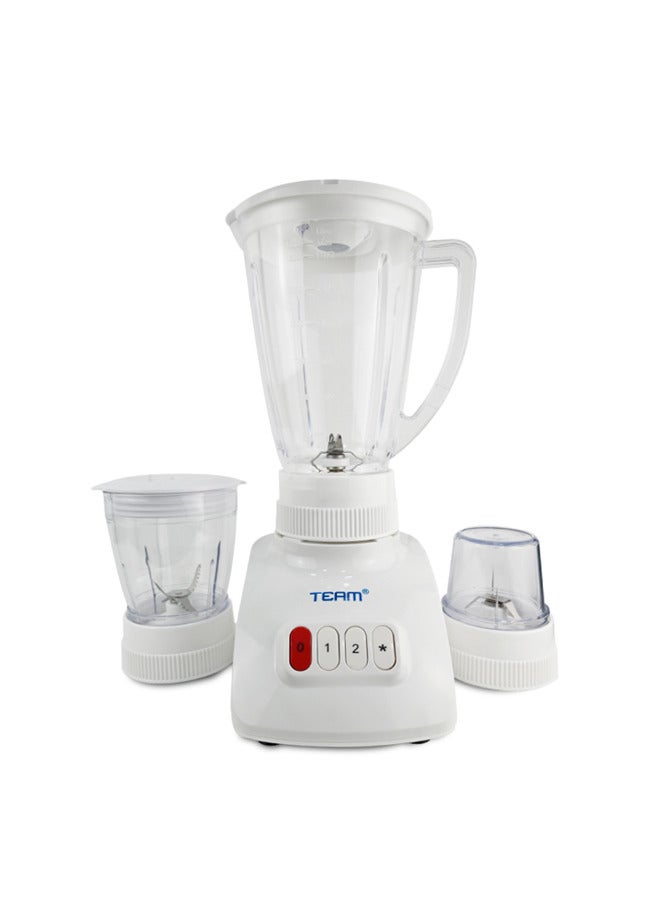 3 IN 1 Blender with Grinder and Chopper Mills, 400W Power, 1.6L Unbreakable Plastic Blender, Stainless Steel Blades, and Two Pulse Controls for Fine and Grinding, 2 years warranty
