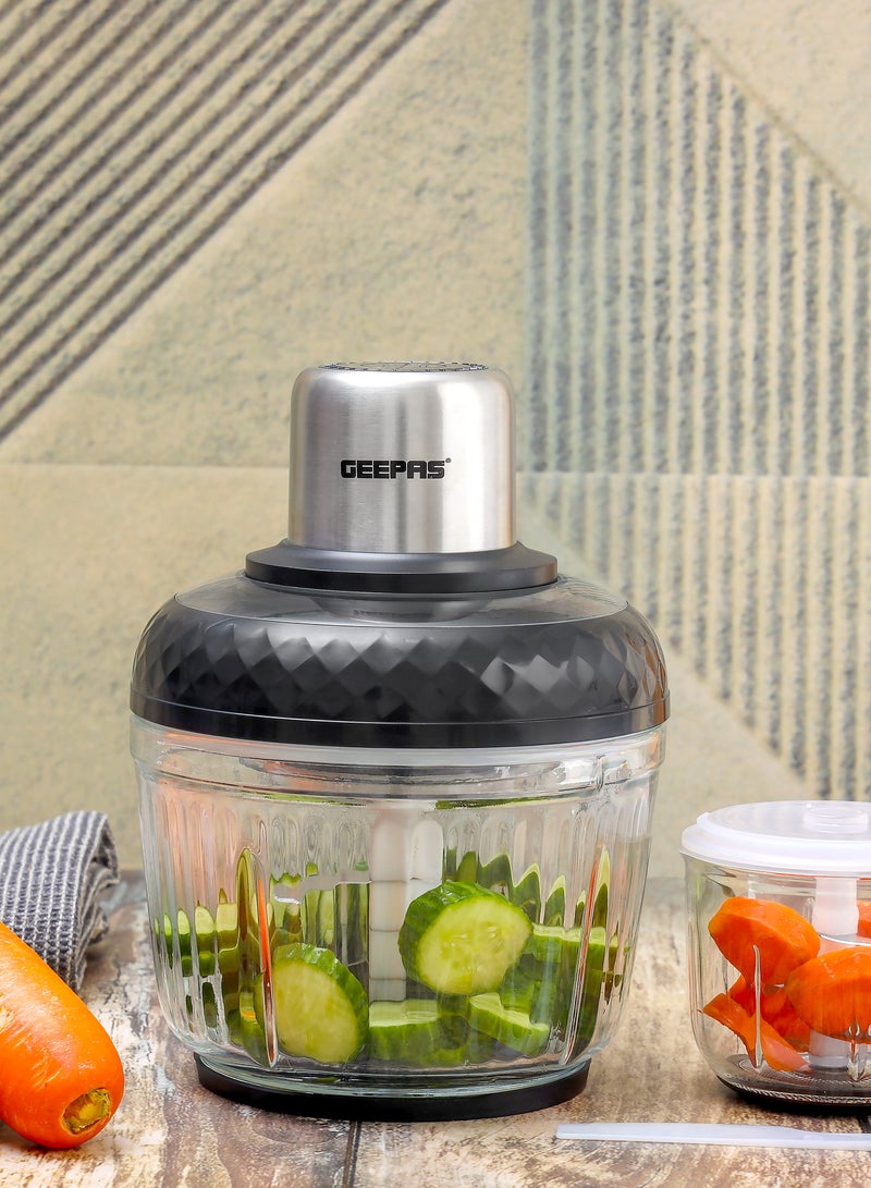 Multi Chopper 1 Machine, Compact Multi-Purpose Chopping Machine, Mincing Function, Coarse and Fine/ Stainless Steel Housing, Cutter Pole and Gear, Suitable for Vegetables, Fruits, Meat 2.5 L 500 W GMC42030 Black/Silver