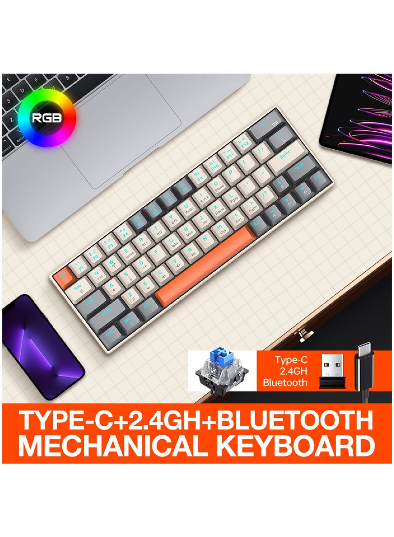 60% Wired Mechanical Gaming Keyboard RGB Backlit Ultra-Compact Mini Keyboard Waterproof Mini Compact 63 Keys Keyboard for PC Mac Gamer Typist Travel Easy to Carry on Business Trip