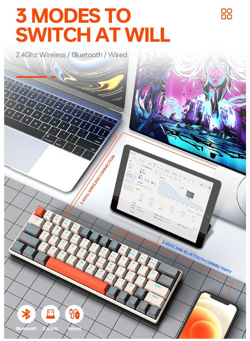 60% Wired Mechanical Gaming Keyboard RGB Backlit Ultra-Compact Mini Keyboard Waterproof Mini Compact 63 Keys Keyboard for PC Mac Gamer Typist Travel Easy to Carry on Business Trip