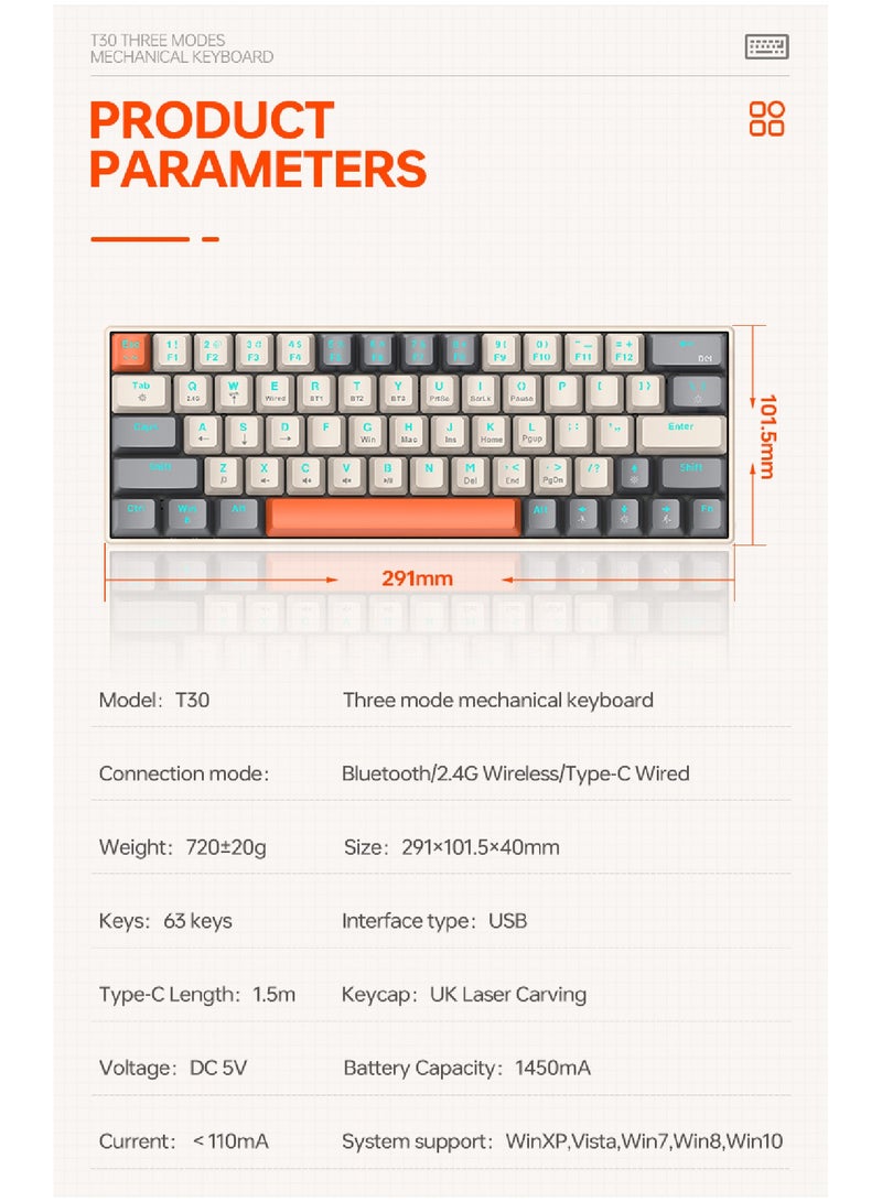 60% Wired Mechanical Gaming Keyboard RGB Backlit Ultra-Compact Mini Keyboard Waterproof Mini Compact 63 Keys Keyboard for PC Mac Gamer Typist Travel Easy to Carry on Business Trip