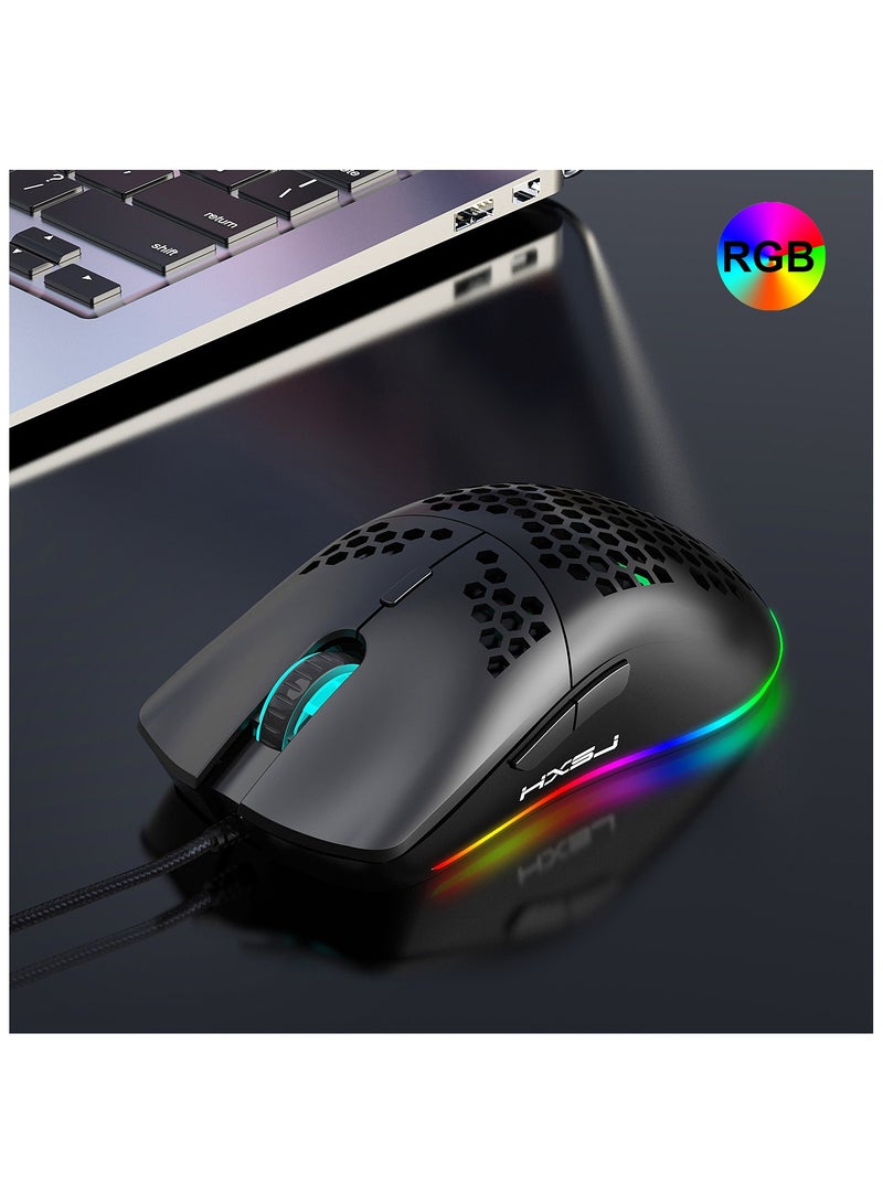 HXSJ New 61keys wired luminous mechanical keyboard set RGB hole mouse office game keybaord