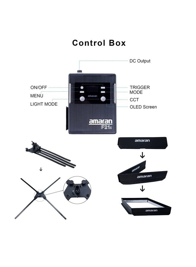 Amaran F21x 100W Flex LED Light Mat, Bi-Color 2500K-7500K Video Light Support DMX Sidus Link App Control for Video Photography