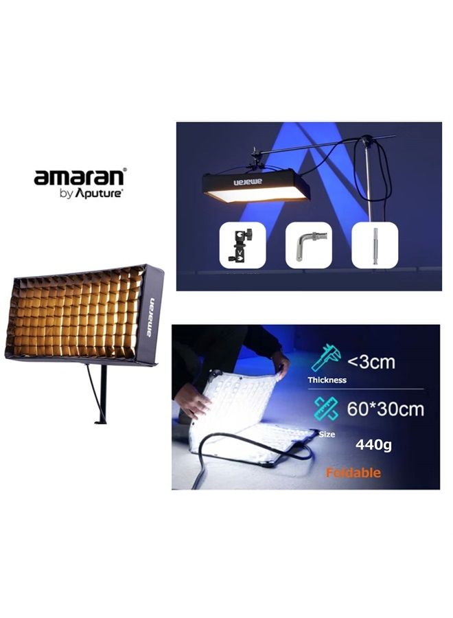 Amaran F21x 100W Flex LED Light Mat, Bi-Color 2500K-7500K Video Light Support DMX Sidus Link App Control for Video Photography