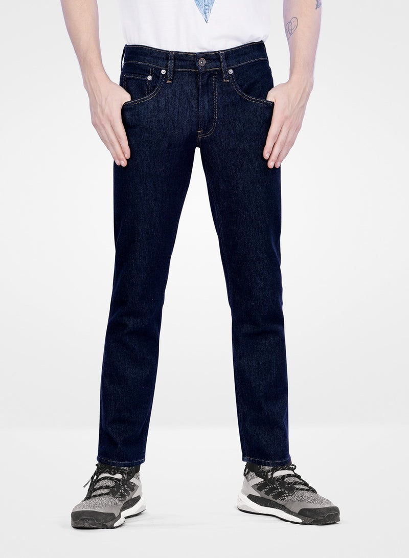 Web Denim Dark Blue Mid Waist Regular Fit Straight Jeans Fashionable Relaxed Fit Denim Pant For Men