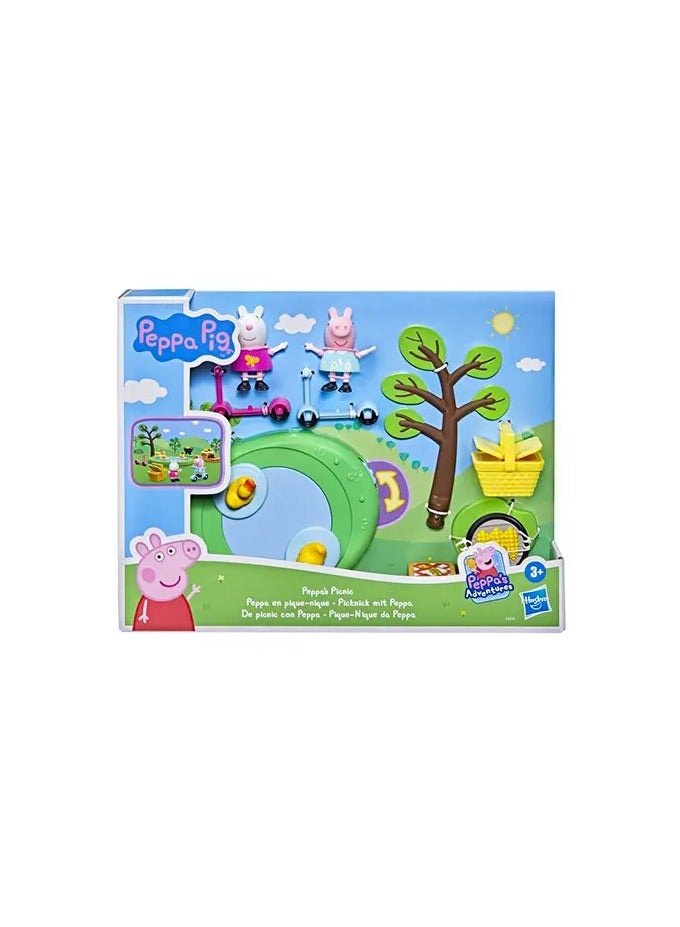 Peppa Pig Adventures Picnic Set – Preschool Toy with 2 Figures & 8 Accessories for Kids 3+ | Fun Outdoor Play Set | Peppa Pig Themed Picnic Playset for Imaginative Play & Interactive Fun