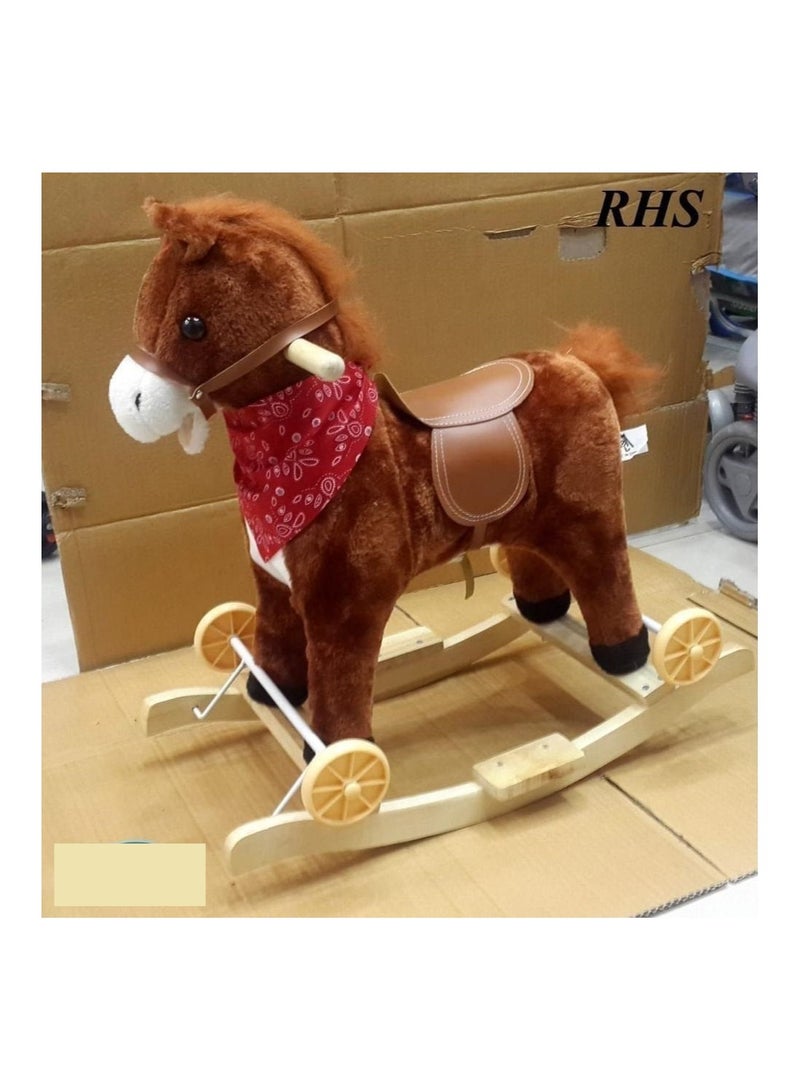 Children Wooden Rocking Horse Small Size with Wheel