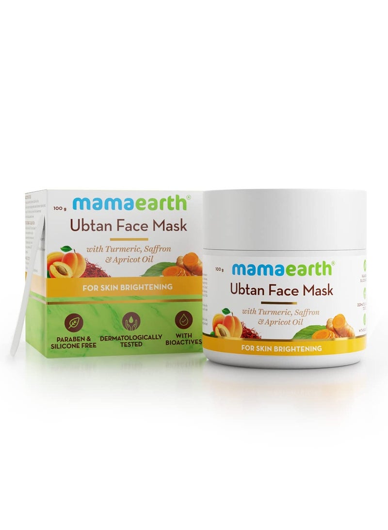 Mamaearth Ubtan Face Pack Mask for Fairness Tanning and Glowing Skin with Saffron Turmeric and Apricot Oil 100g