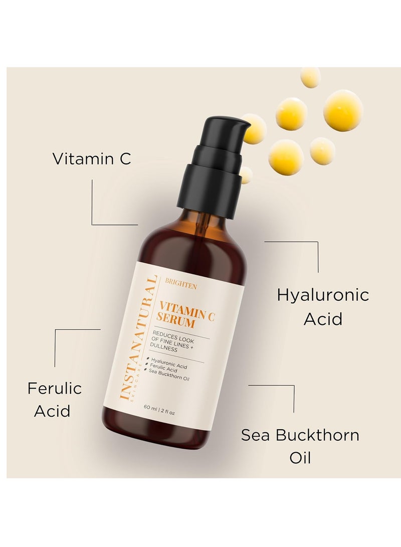 InstaNatural Vitamin C Face Serum, Brightens, Hydrates and Reduces Signs of Aging, with Vitamin C, Hyaluronic and Ferulic Acid, 2 FL Oz