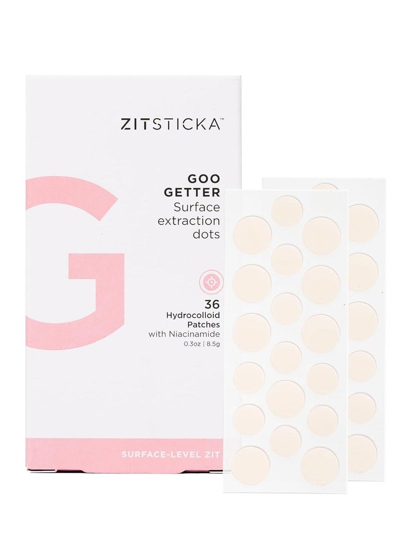 ZitSticka Hydrocolloid Patches | 36 Pack GOO GETTER Pimple Patches to Cover Zits & Blemishes | Acne Treatment or Healing Acne Dots, Exfoliating & Moisturizing Skin | Zit Patch and Pimple Stickers