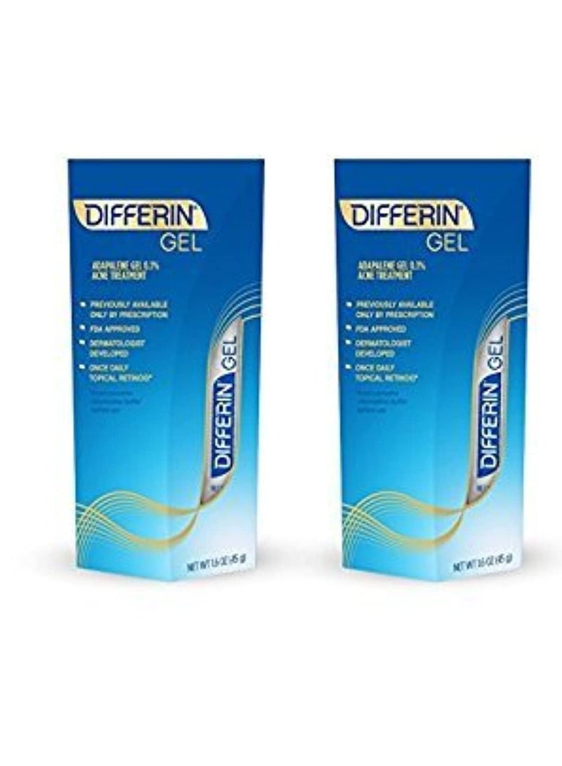 Differin Adapalene Gel 0.1% Acne Treatment, 45 gram, 180-day supply, 1.6 Ounce (Pack of 2)