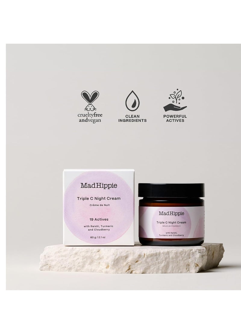 Mad Hippie Triple C Night Cream - Hydrating Face Moisturizer and Skin Brightening Face Cream for Women/Men, 3 Forms of Vitamin C, Anti-Aging Cream, 2.1 Oz