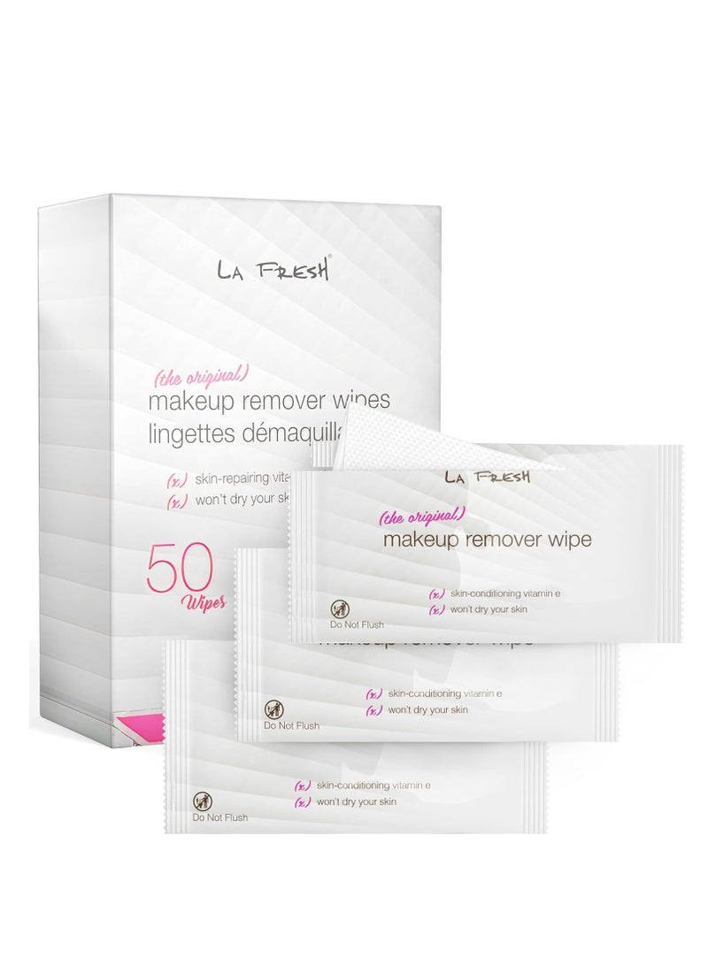 LA Fresh Makeup Remover Wipes with Vitamin E - Make up Remover Wipes for Face, Eyes, Lips - Face Wipes Travel Essentials - Case of 50ct Makeup Wipes