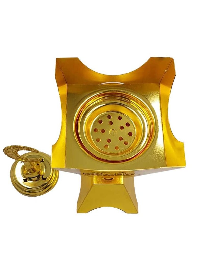 Metal Oud Incense Burner Gold Ramadan Design with Top Moon Cover- T114