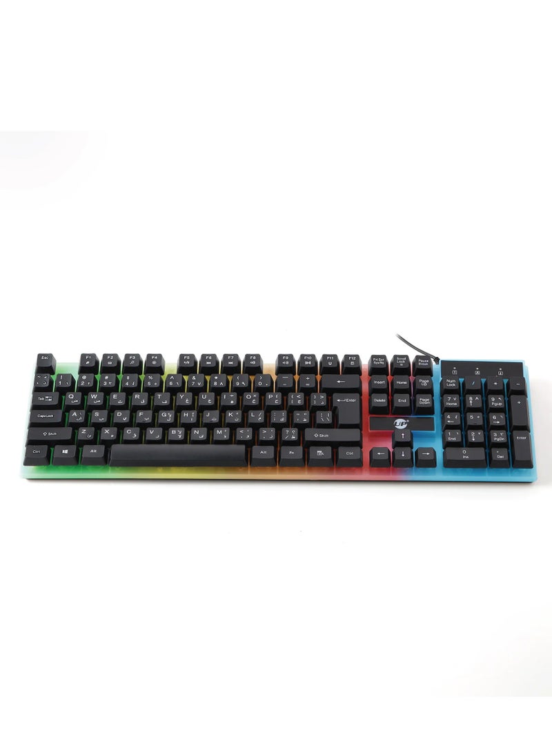 UP Wired Gaming Keyboard, Small RGB Backlit Mechanical Gaming Keyboard, Ultra-Compact Mini Waterproof Keyboard For PC Computer Gamer, Arabic Keyboard