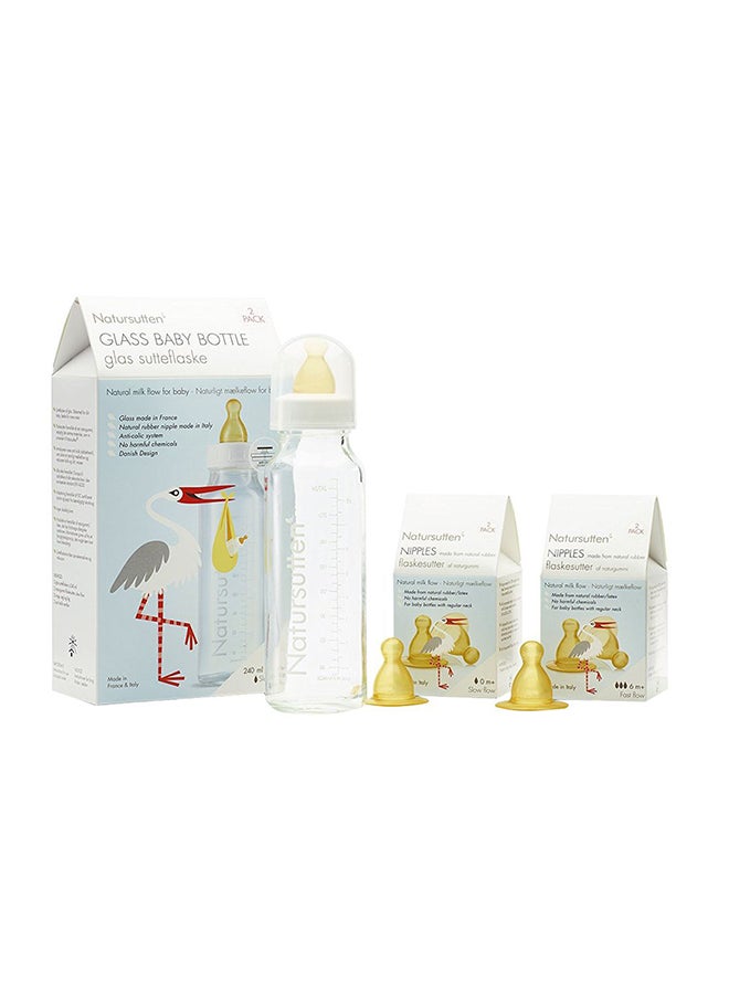 Pack of 2 Glass Baby Bottles With Nipple