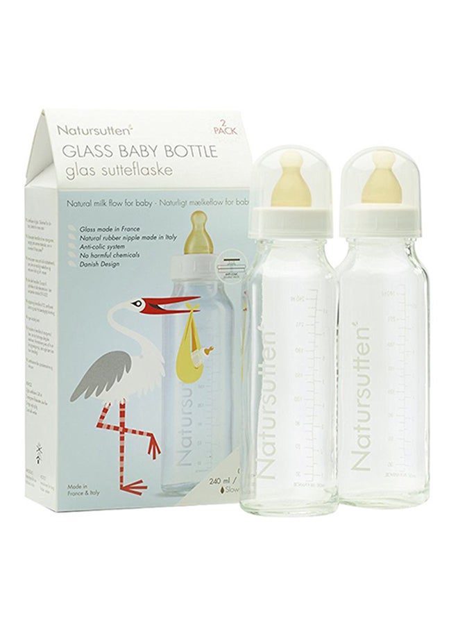 Pack of 2 Glass Baby Bottles With Nipple