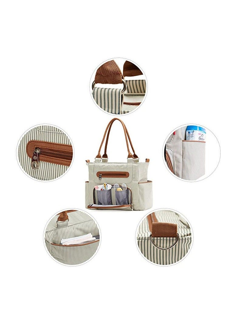 Little Story Set Of 6 Diaper Bag With Hooks And Nappy Changing Mat - Ivory White