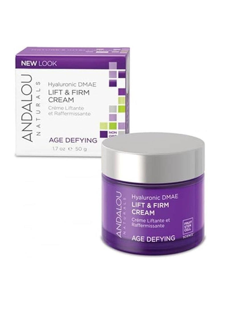 Andalou Naturals Hyaluronic Dmae Lift Firm Skin Cream, Face Moisturizer with Anti Aging Antioxidants, Hydrating, Helps Reduce Fine Lines and Wrinkles, 1.7 Ounce