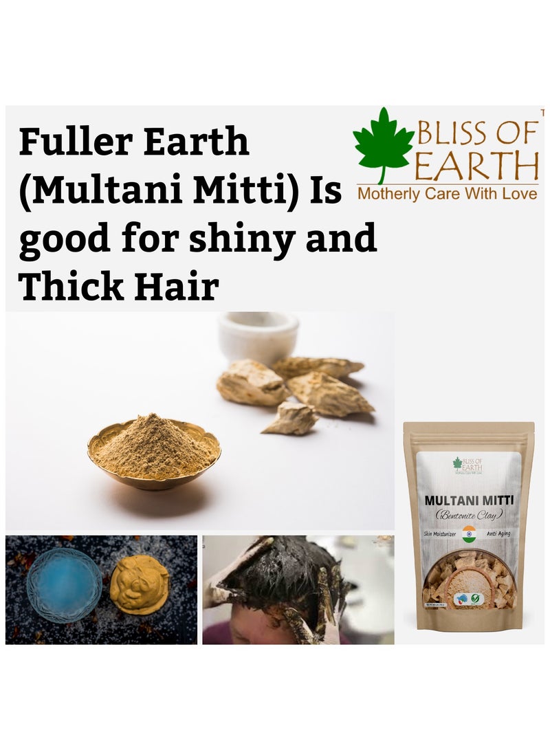 Bliss of EARTH 100% Pure Multani Mitti Powder Fuller's Earth Powder Great For Hair Face Skin 453gm Pack of 2