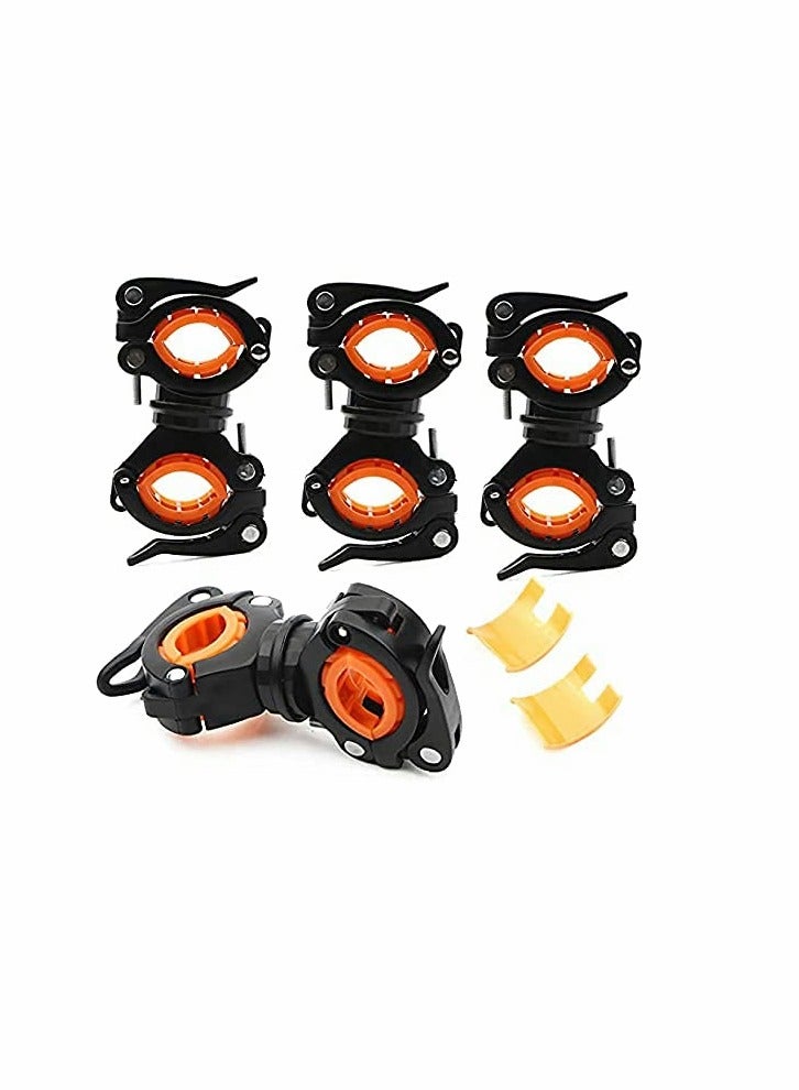 Flashlight Holder, 360º Degree Rotation LED Bright Torch Mount Clamp Clip Holder Grip Bracket for Cycling Hiking Outdoor (Pack of 4)