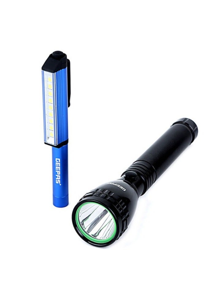 Geepas Rechargeable Led Flashlight, Set Of 2