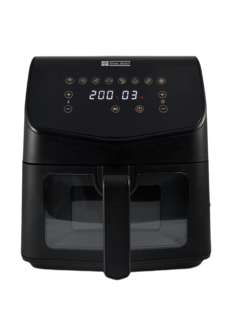 Home Maker Digital Air Fryer 7.5 Liter, 1450-1700 W, High Speed Air Circulation System, Preset Cooking Programs, Timer & Temperature Control, Over Heat Protection, Transparent Drawer, Non-stick Basket
