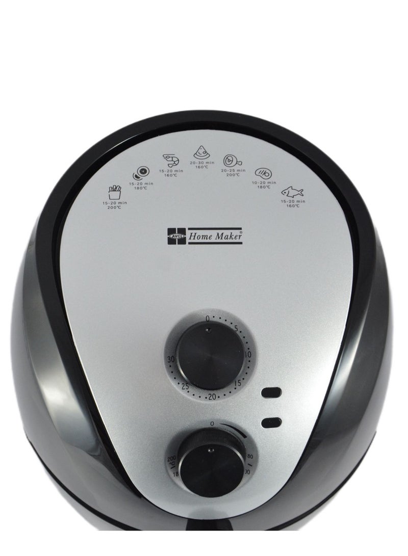 Home Maker Air Fryer 3.5 Liter, 1400 W, Rapid Air Circulate System, Timer & Temperature Control, Over Heat Protection, Non-stick & Removable Basket, Black