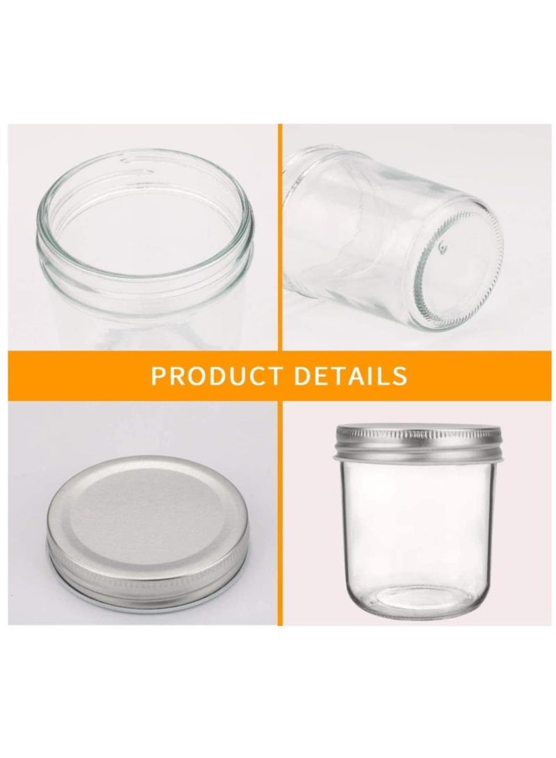 12Pcs 10oz glass Jars with Airtight Metal Regular Lids Sealed Clear Glass Canning Jars with Wide Mouth for Spices, Honey, Jam, dessert，Jelly